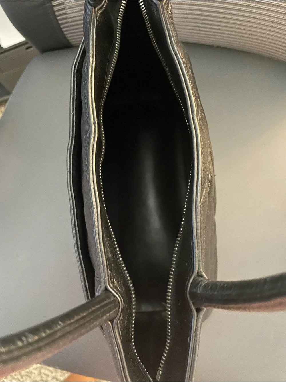 CHANEL Black Quilted Leather Tote with Large CC Motif and Charm
